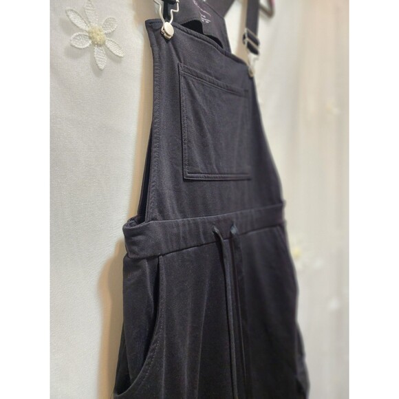 No Boundaries Womens Black Medium Bib Overalls Cargo Jumpsuit Soft Relaxed Cozy - Picture 3 of 16
